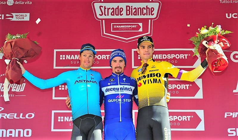 Alaphilippe wint Strade Bianche - Van Aert knap derde